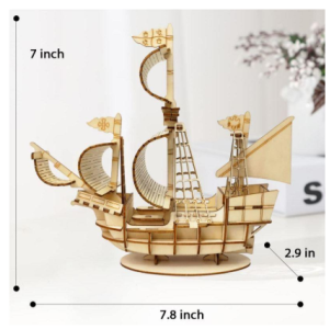 LED SCREEN BOAT DECORATIVE DISPLAY FIGURE DIY WOOD CRAFT WOODEN PIRATES